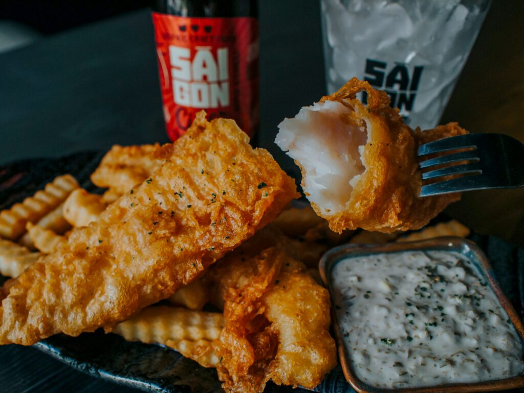 fried food on black tray