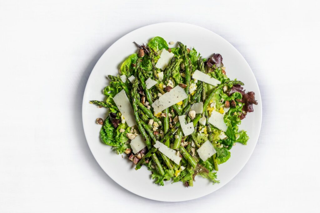 asparagus and greens